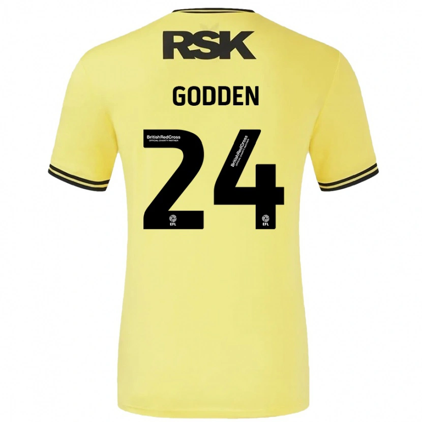 Danxen Kinder Matty Godden #24 Gelb Schwarz Auswärtstrikot Trikot 2024/25 T-Shirt Schweiz