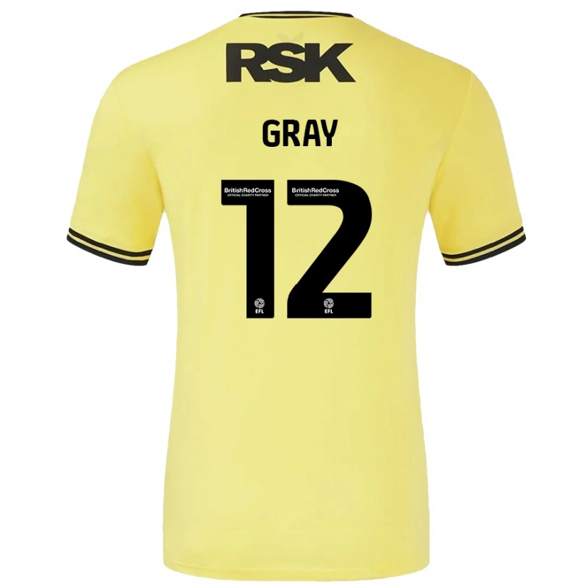 Danxen Kinder Jessica Gray #12 Gelb Schwarz Auswärtstrikot Trikot 2024/25 T-Shirt Schweiz