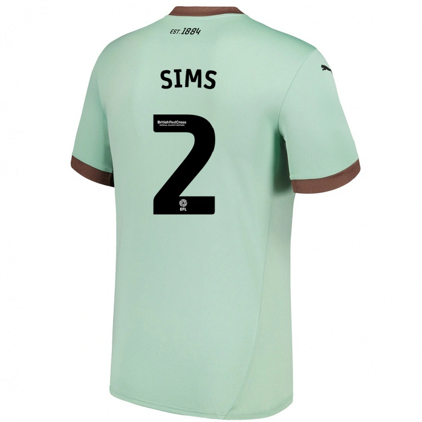 Danxen Kinder Amy Sims #2 Blassgrün Auswärtstrikot Trikot 2024/25 T-Shirt Schweiz