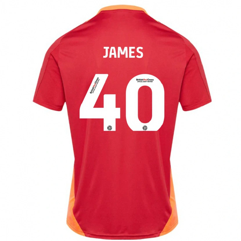 Danxen Kinder Ed James #40 Blau Cremeweiß Auswärtstrikot Trikot 2024/25 T-Shirt Schweiz