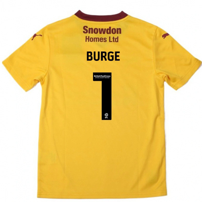 Danxen Kinder Lee Burge #1 Orange Burgunderrot Auswärtstrikot Trikot 2024/25 T-Shirt Schweiz