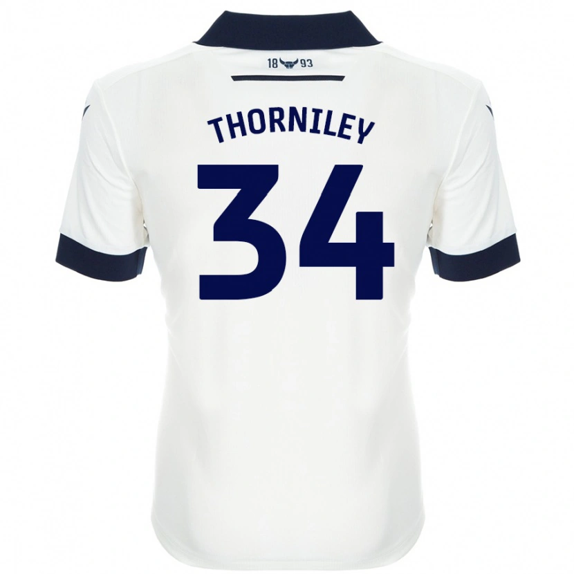 Danxen Kinder Jordan Thorniley #34 Weiß Marineblau Auswärtstrikot Trikot 2024/25 T-Shirt Schweiz