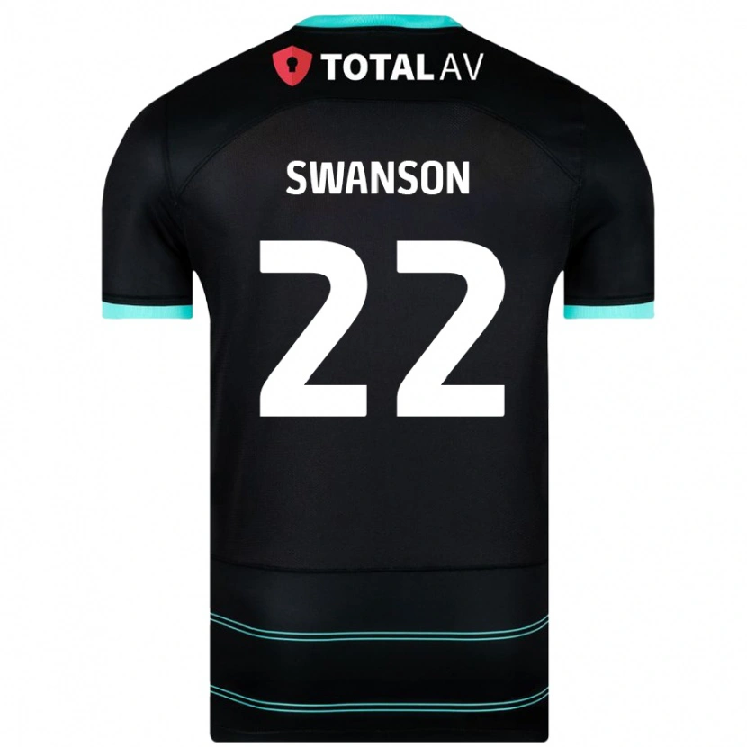 Danxen Kinder Zak Swanson #22 Schwarz Auswärtstrikot Trikot 2024/25 T-Shirt Schweiz