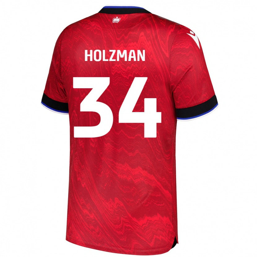 Danxen Kinder Louie Holzman #34 Rot Schwarz Auswärtstrikot Trikot 2024/25 T-Shirt Schweiz