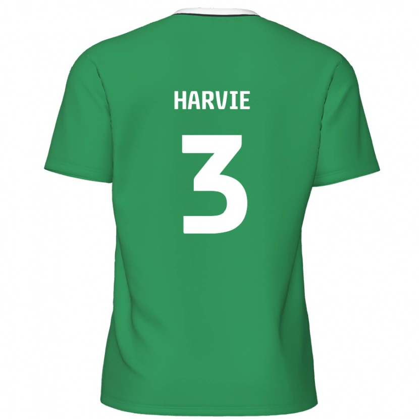 Danxen Kinder Daniel Harvie #3 Grün Weiße Streifen Auswärtstrikot Trikot 2024/25 T-Shirt Schweiz