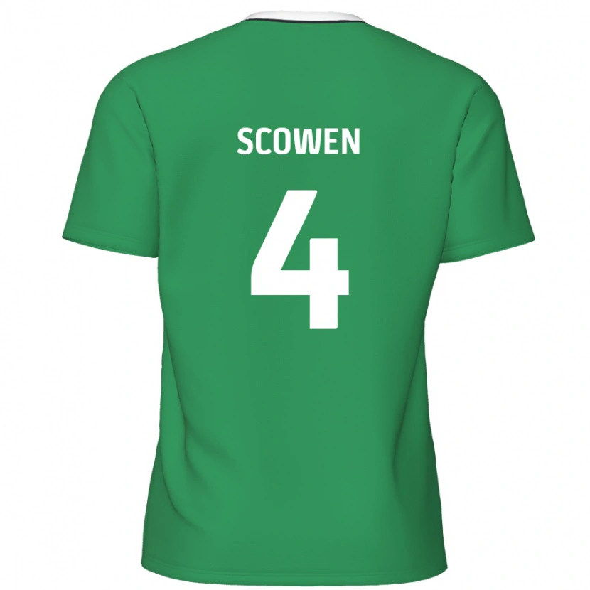 Danxen Kinder Josh Scowen #4 Grün Weiße Streifen Auswärtstrikot Trikot 2024/25 T-Shirt Schweiz