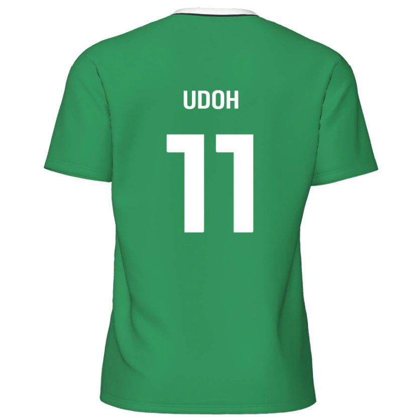 Danxen Kinder Daniel Udoh #11 Grün Weiße Streifen Auswärtstrikot Trikot 2024/25 T-Shirt Schweiz