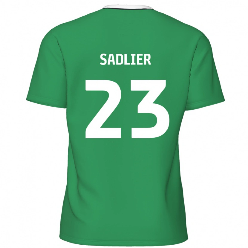 Danxen Kinder Kieran Sadlier #23 Grün Weiße Streifen Auswärtstrikot Trikot 2024/25 T-Shirt Schweiz