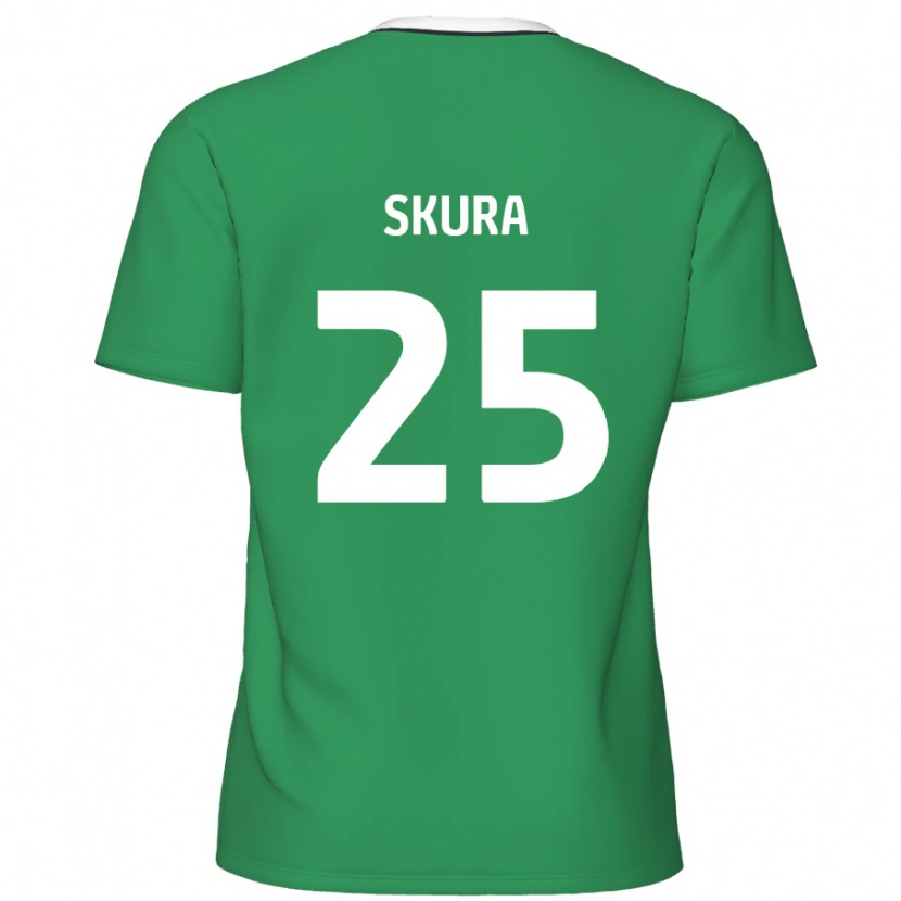 Danxen Kinder Declan Skura #25 Grün Weiße Streifen Auswärtstrikot Trikot 2024/25 T-Shirt Schweiz