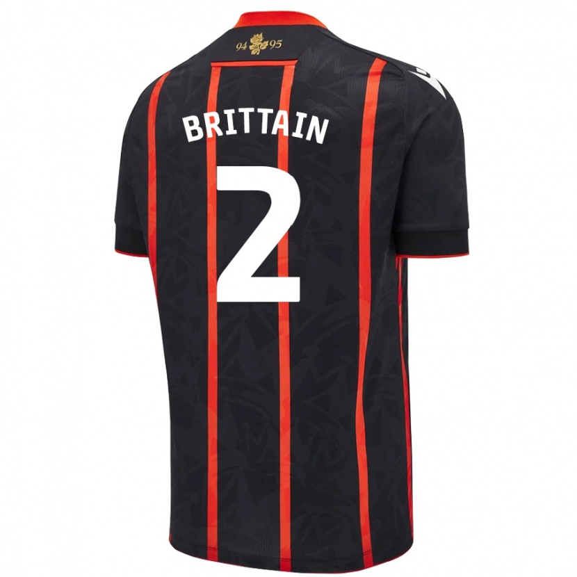 Danxen Kinder Callum Brittain #2 Schwarz Rot Auswärtstrikot Trikot 2024/25 T-Shirt Schweiz