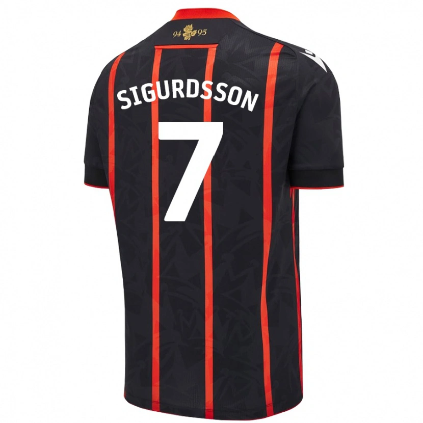 Danxen Kinder Arnór Sigurdsson #7 Schwarz Rot Auswärtstrikot Trikot 2024/25 T-Shirt Schweiz