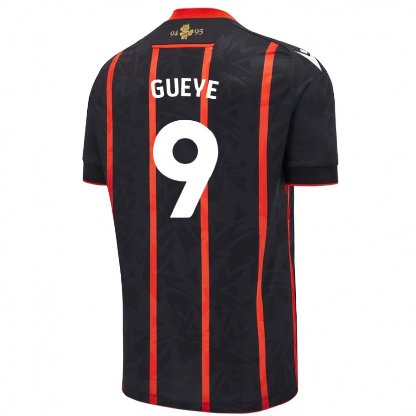 Danxen Kinder Makhtar Gueye #9 Schwarz Rot Auswärtstrikot Trikot 2024/25 T-Shirt Schweiz