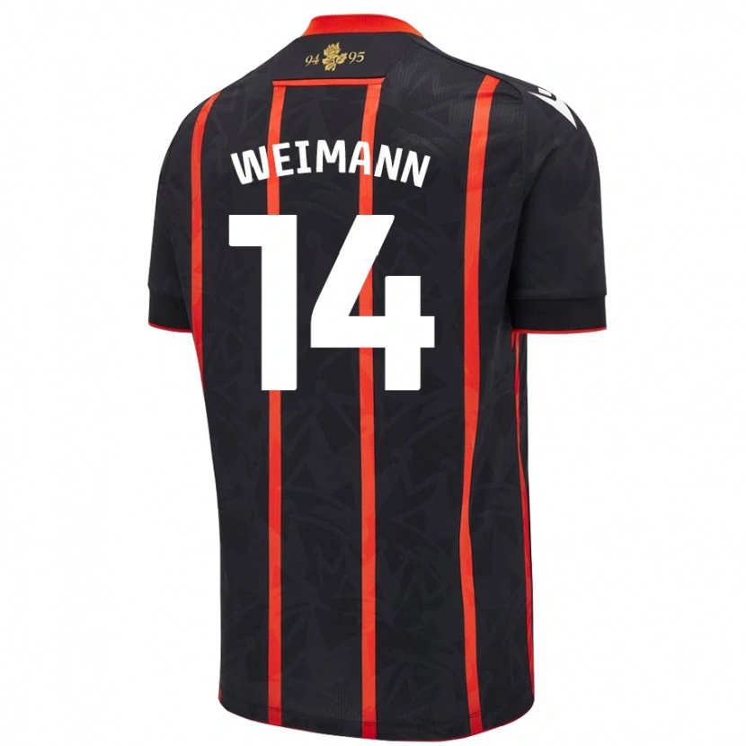 Danxen Kinder Andreas Weimann #14 Schwarz Rot Auswärtstrikot Trikot 2024/25 T-Shirt Schweiz