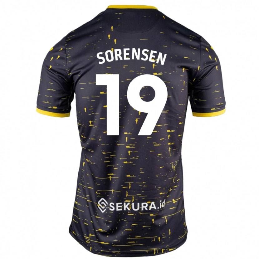 Danxen Kinder Jacob Lungi Sørensen #19 Schwarz Gelb Auswärtstrikot Trikot 2024/25 T-Shirt Schweiz