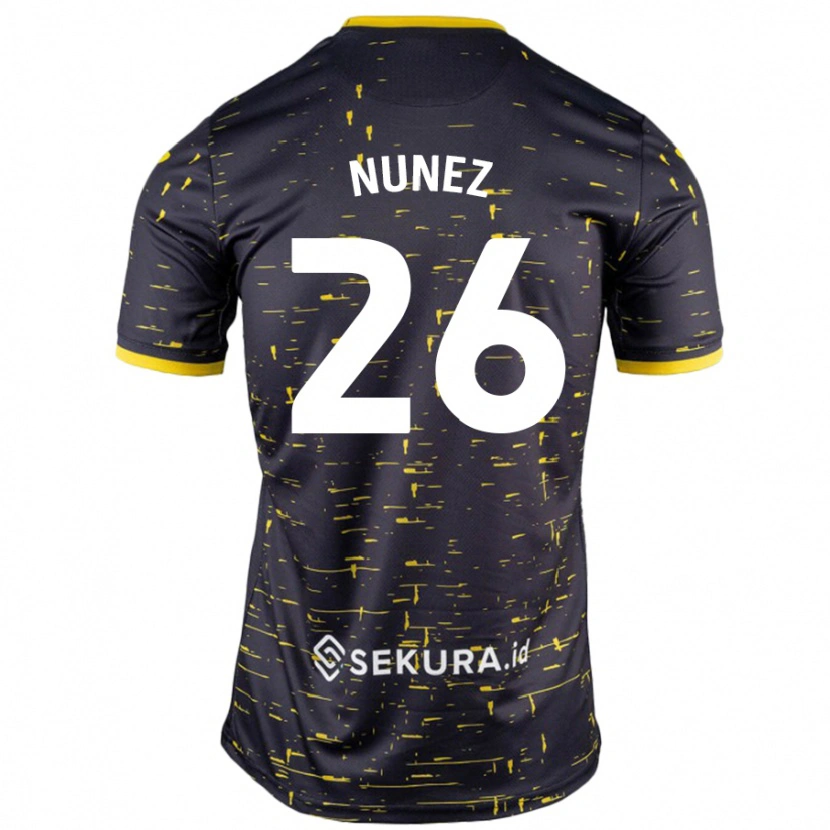 Danxen Kinder Marcelino Núñez #26 Schwarz Gelb Auswärtstrikot Trikot 2024/25 T-Shirt Schweiz