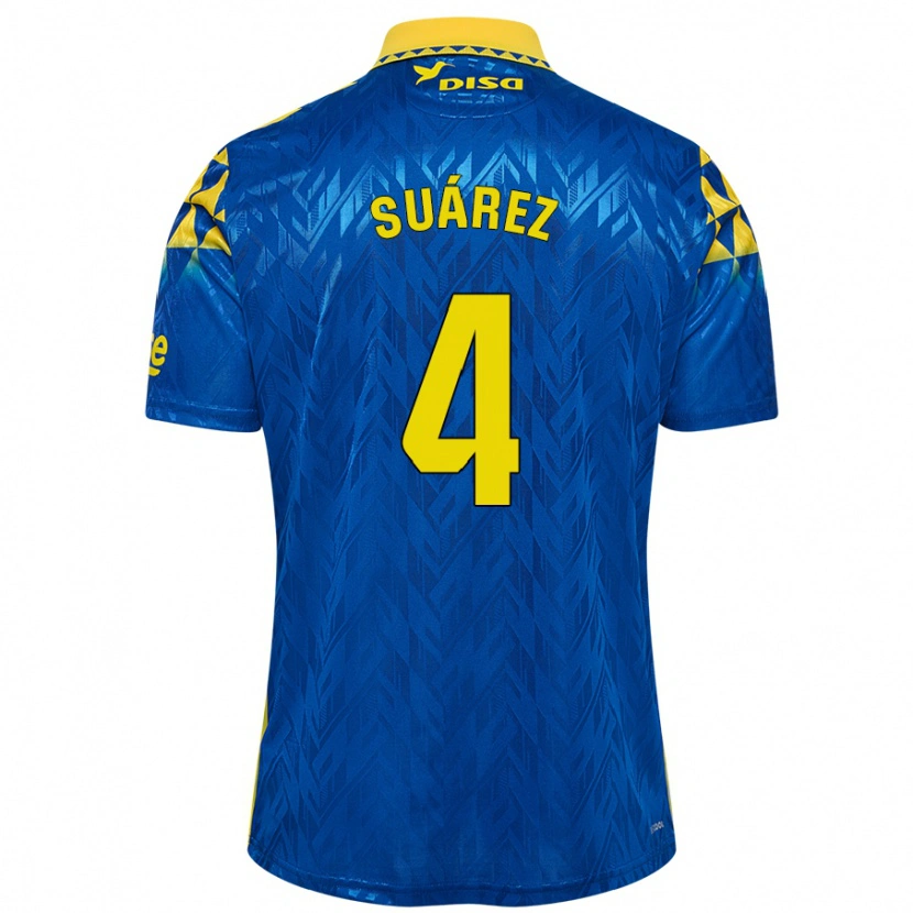 Danxen Kinder Alex Suárez #4 Blau Gelb Auswärtstrikot Trikot 2024/25 T-Shirt Schweiz