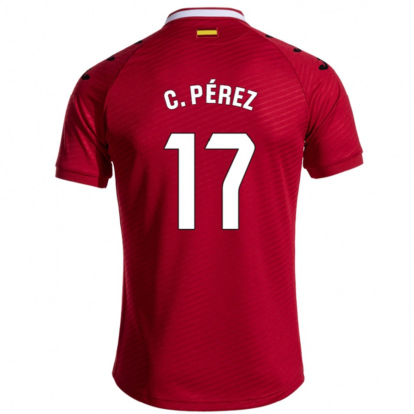 Danxen Kinder Carles Pérez #17 Dunkelrot Auswärtstrikot Trikot 2024/25 T-Shirt Schweiz