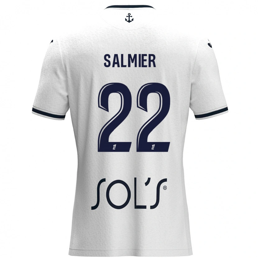 Danxen Kinder Yoann Salmier #22 Weiß Dunkelblau Auswärtstrikot Trikot 2024/25 T-Shirt Schweiz