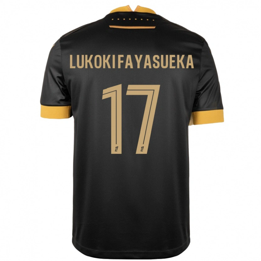 Danxen Kinder Kévin Lukoki Fayasueka #17 Schwarz Braun Auswärtstrikot Trikot 2024/25 T-Shirt Schweiz