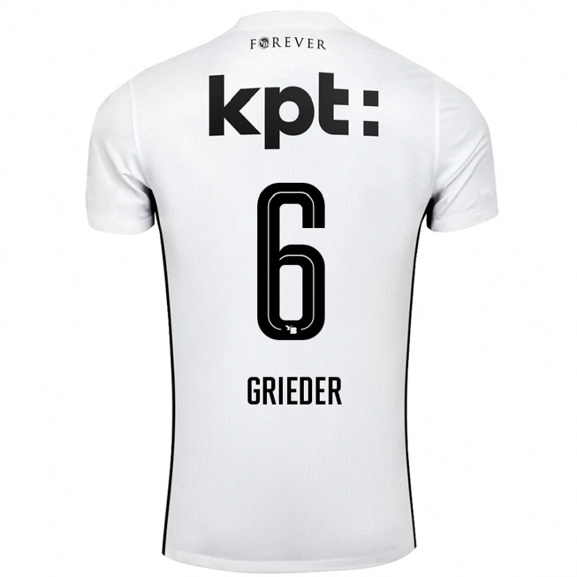 Danxen Kinder Lionel Grieder #6 Weiß Schwarz Auswärtstrikot Trikot 2024/25 T-Shirt Schweiz