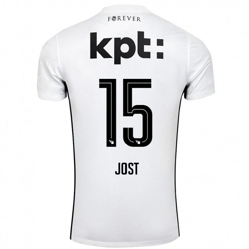 Danxen Kinder Tristan Jost #15 Weiß Schwarz Auswärtstrikot Trikot 2024/25 T-Shirt Schweiz