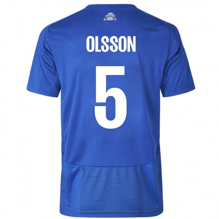 Danxen Kinder Cornelius Olsson #5 Weiß Blau Auswärtstrikot Trikot 2024/25 T-Shirt Schweiz