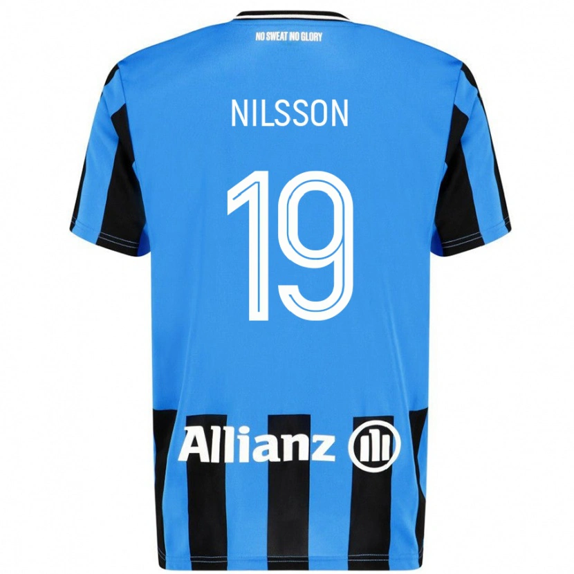 Danxen Herren Gustaf Nilsson #19 Himmelblau Schwarz Heimtrikot Trikot 2024/25 T-Shirt Schweiz