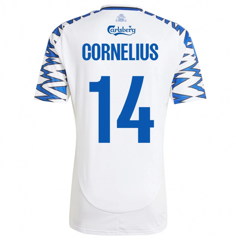 Danxen Herren Andreas Cornelius #14 Weiß Himmelblau Heimtrikot Trikot 2024/25 T-Shirt Schweiz