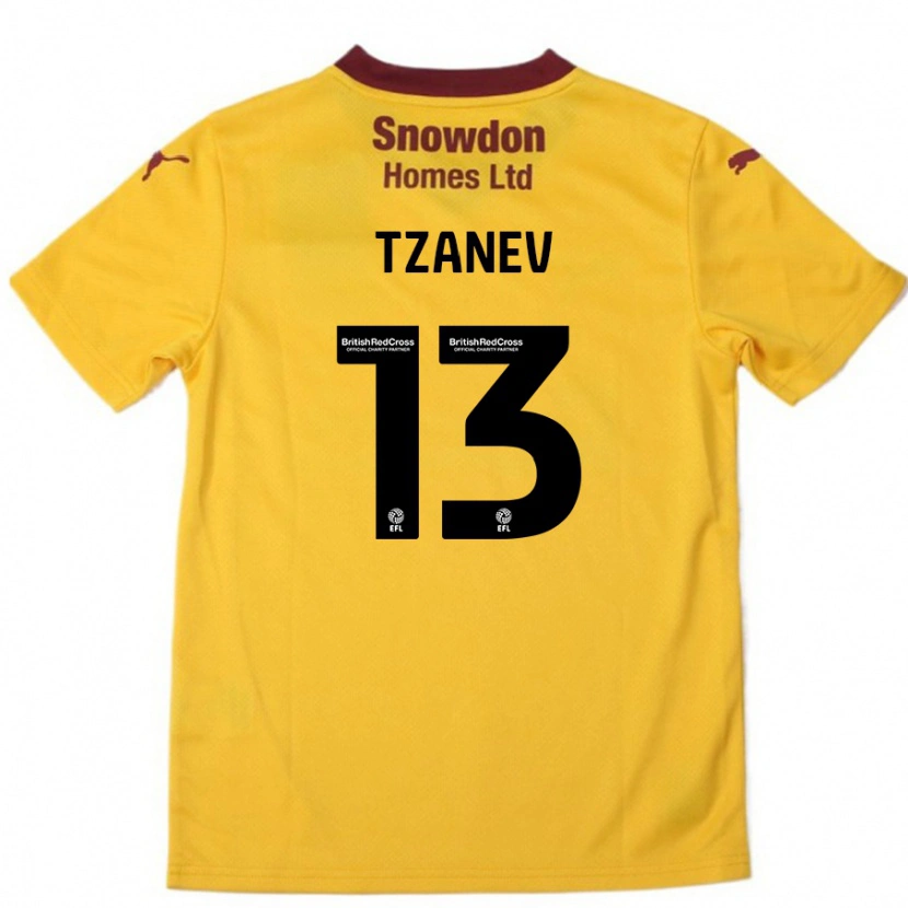 Danxen Herren Nik Tzanev #13 Orange Burgunderrot Auswärtstrikot Trikot 2024/25 T-Shirt Schweiz