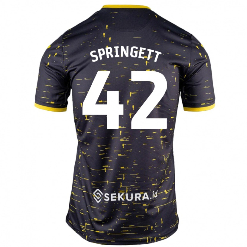 Danxen Herren Tony Springett #42 Schwarz Gelb Auswärtstrikot Trikot 2024/25 T-Shirt Schweiz