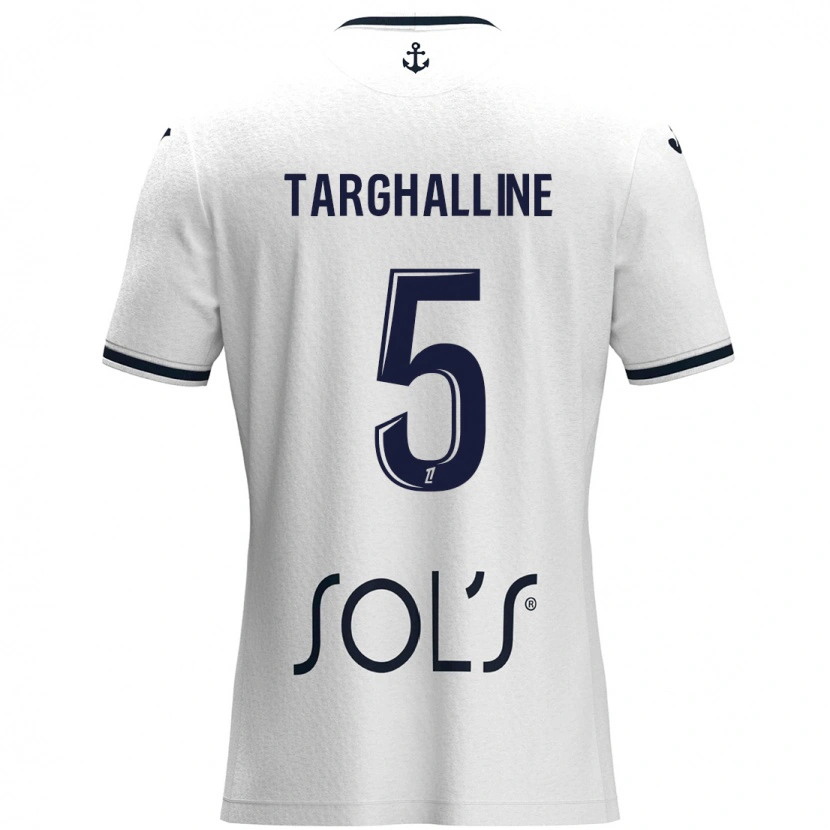 Danxen Herren Oussama Targhalline #5 Weiß Dunkelblau Auswärtstrikot Trikot 2024/25 T-Shirt Schweiz