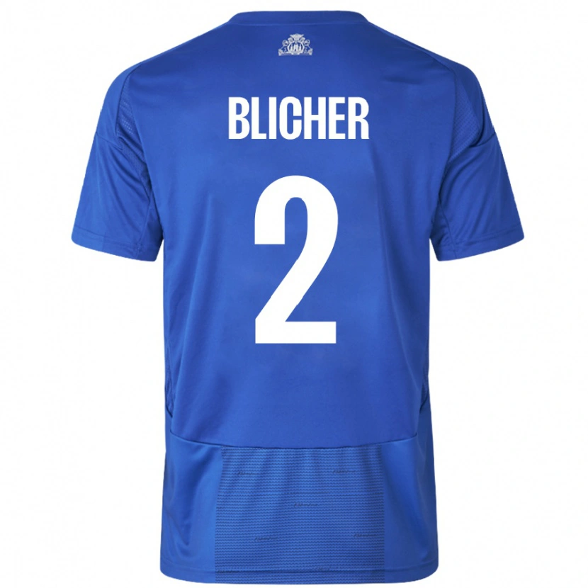 Danxen Herren Nicolai Blicher #2 Weiß Blau Auswärtstrikot Trikot 2024/25 T-Shirt Schweiz