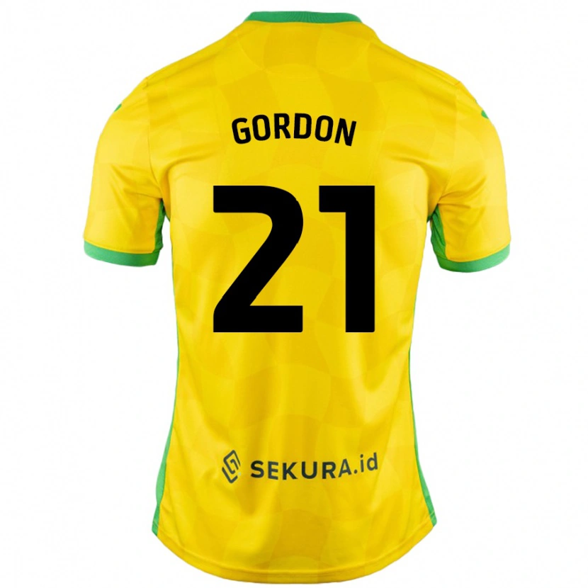 Danxen Kinder Kaide Gordon #21 Gelb Grün Heimtrikot Trikot 2024/25 T-Shirt Schweiz