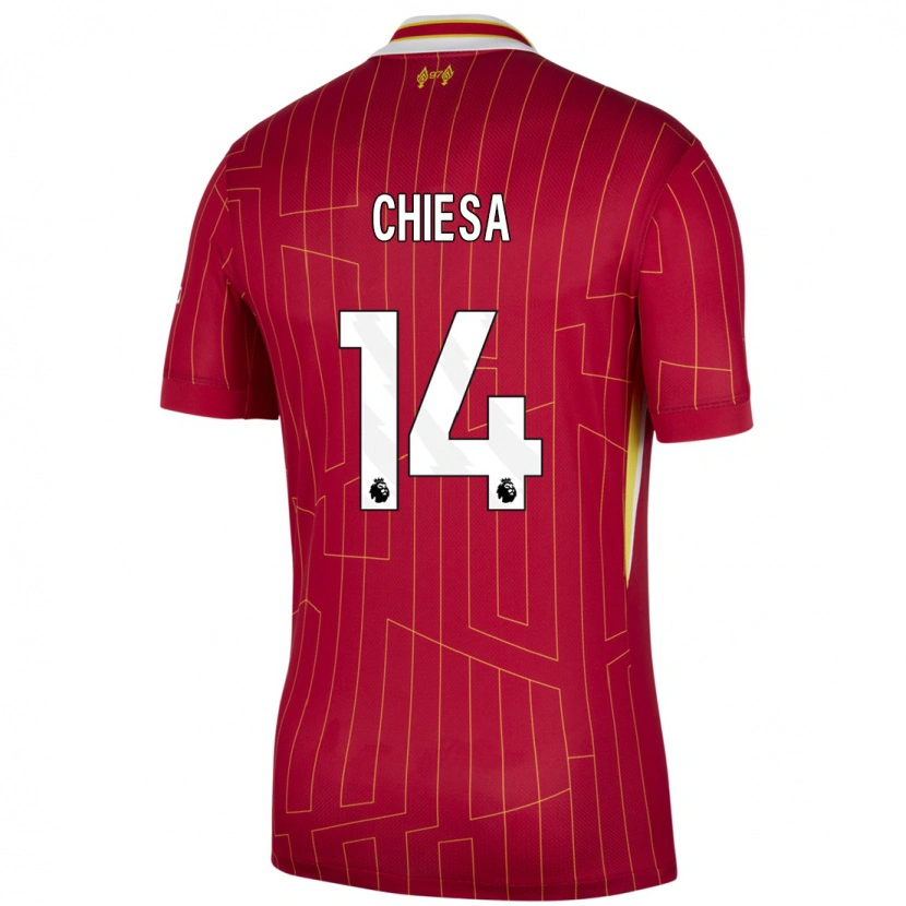 Danxen Kinder Federico Chiesa #14 Rot Gelb Weiß Heimtrikot Trikot 2024/25 T-Shirt Schweiz