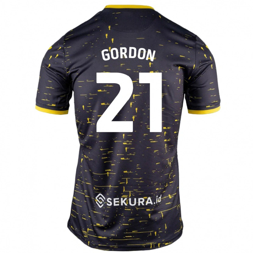 Danxen Kinder Kaide Gordon #21 Schwarz Gelb Auswärtstrikot Trikot 2024/25 T-Shirt Schweiz