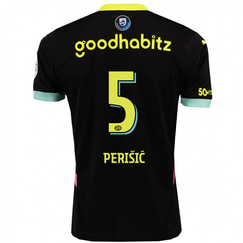 Danxen Kinder Ivan Perisic #5 Schwarz Gelb Auswärtstrikot Trikot 2024/25 T-Shirt Schweiz