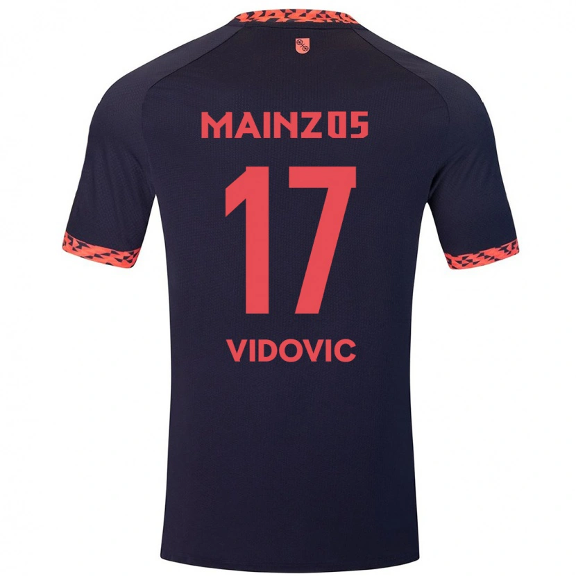 Danxen Kinder Gabriel Vidovic #17 Blau Korallenrot Auswärtstrikot Trikot 2024/25 T-Shirt Schweiz