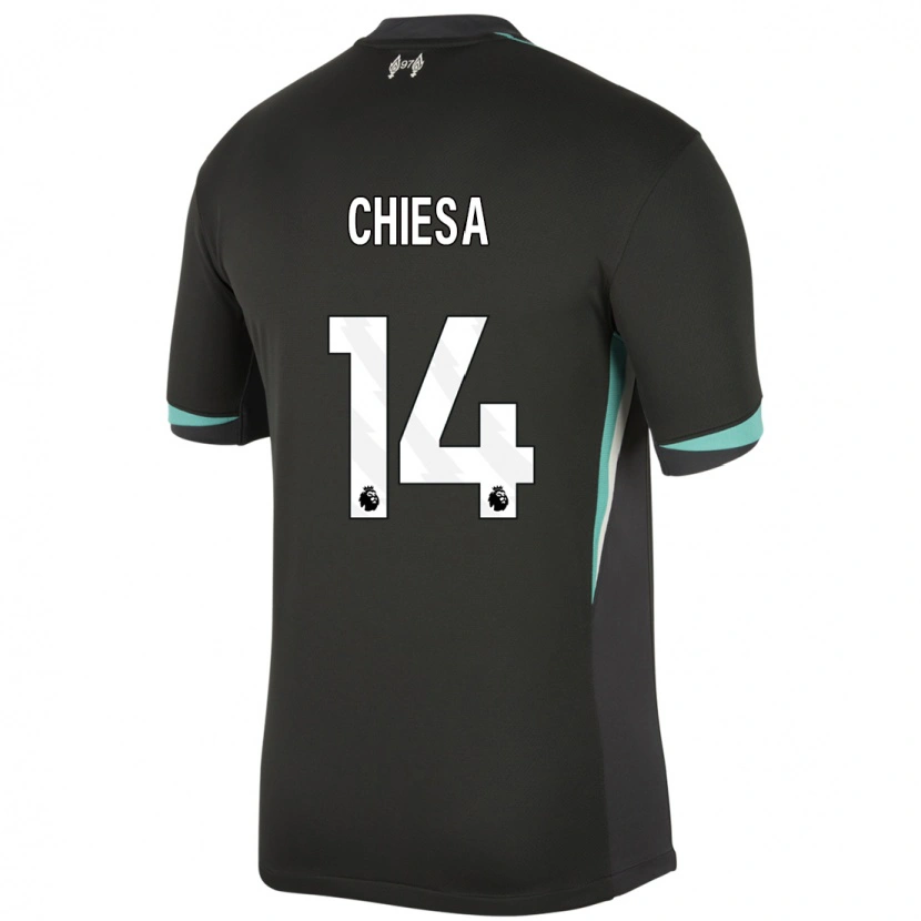 Danxen Kinder Federico Chiesa #14 Schwarz Anthrazitweiß Auswärtstrikot Trikot 2024/25 T-Shirt Schweiz