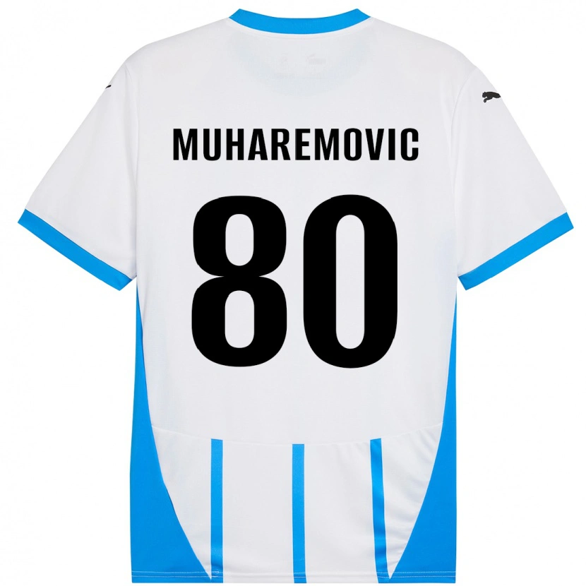 Danxen Kinder Tarik Muharemovic #80 Weiß Blau Auswärtstrikot Trikot 2024/25 T-Shirt Schweiz