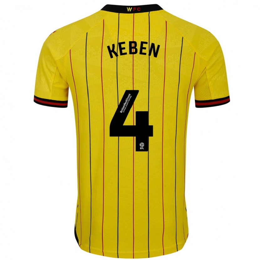 Danxen Kinder Kévin Keben #4 Gelb Schwarz Heimtrikot Trikot 2024/25 T-Shirt Schweiz