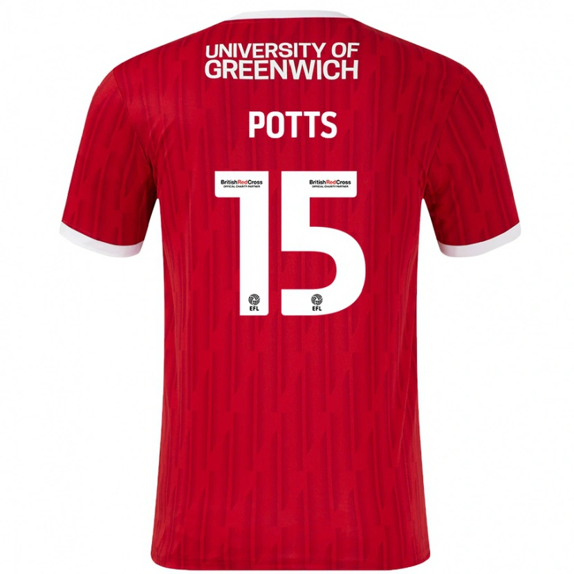 Danxen Kinder Dan Potts #15 Rot Weiß Heimtrikot Trikot 2024/25 T-Shirt Schweiz