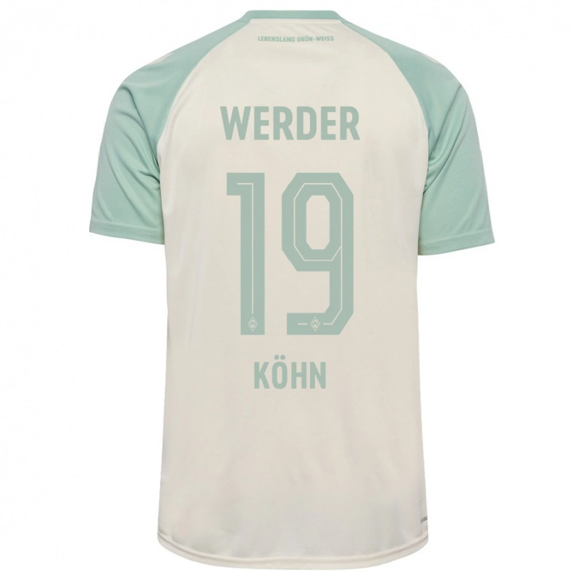 Danxen Kinder Derrick Köhn #19 Cremeweiß Hellgrün Auswärtstrikot Trikot 2024/25 T-Shirt Schweiz