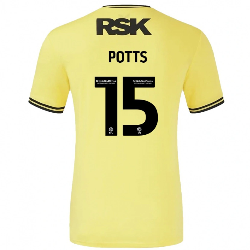 Danxen Kinder Dan Potts #15 Gelb Schwarz Auswärtstrikot Trikot 2024/25 T-Shirt Schweiz