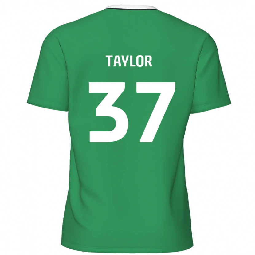 Danxen Kinder Caleb Taylor #37 Grün Weiße Streifen Auswärtstrikot Trikot 2024/25 T-Shirt Schweiz