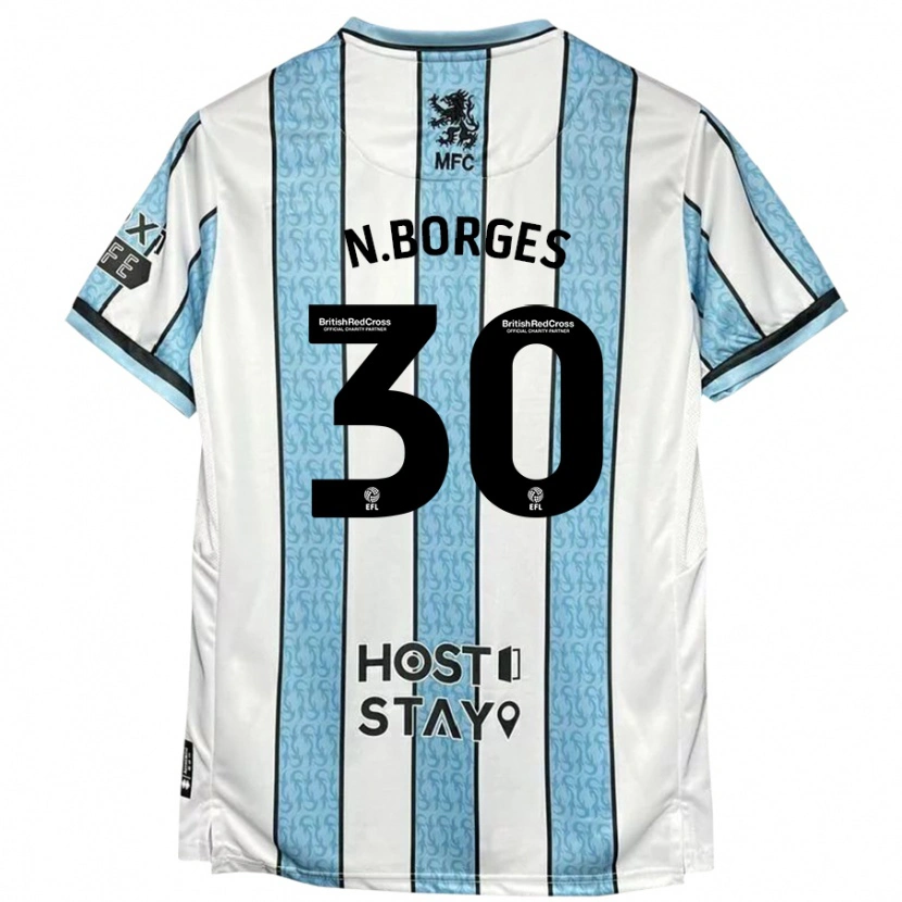 Danxen Kinder Neto Borges #30 Weiß Blau Auswärtstrikot Trikot 2024/25 T-Shirt Schweiz