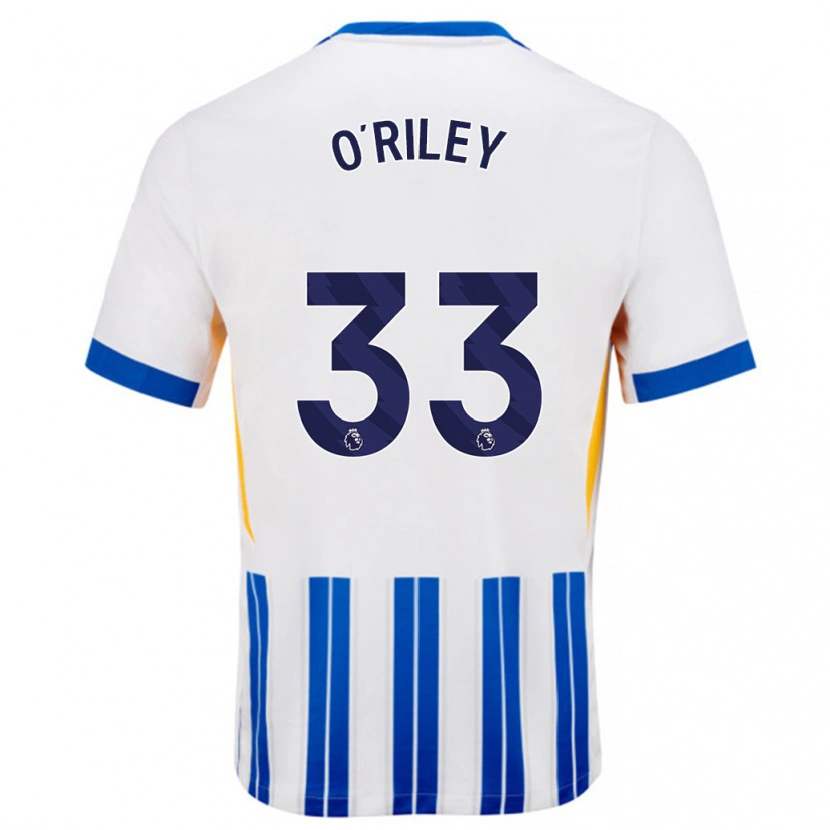 Danxen Herren Matt O'riley #33 Weiß Blaue Nadelstreifen Heimtrikot Trikot 2024/25 T-Shirt Schweiz