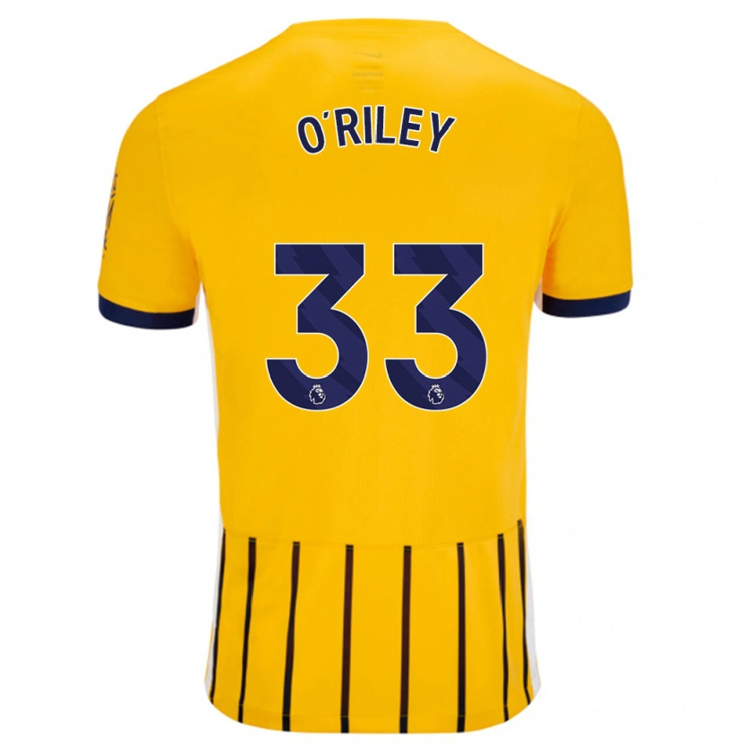 Danxen Herren Matt O'riley #33 Gold Blau Nadelstreifen Auswärtstrikot Trikot 2024/25 T-Shirt Schweiz