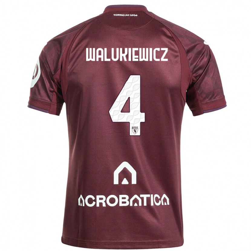 Danxen Damen Sebastian Walukiewicz #4 Kastanienbraun Weiß Heimtrikot Trikot 2024/25 T-Shirt Schweiz